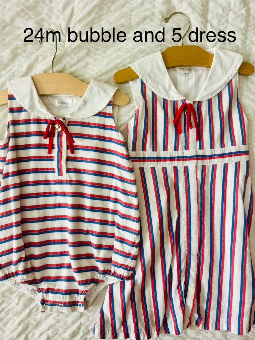 Dondolo sister set. Priced separately Red & Blue Striped Sailor RomperDress Set